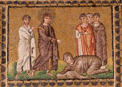 ancient fresco of biblical scene